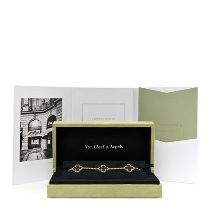 Van Cleef & Arpels 18K Yellow Gold Black Onyx 5 Motifs Vintage Alhambra Bracelet 6 of 6