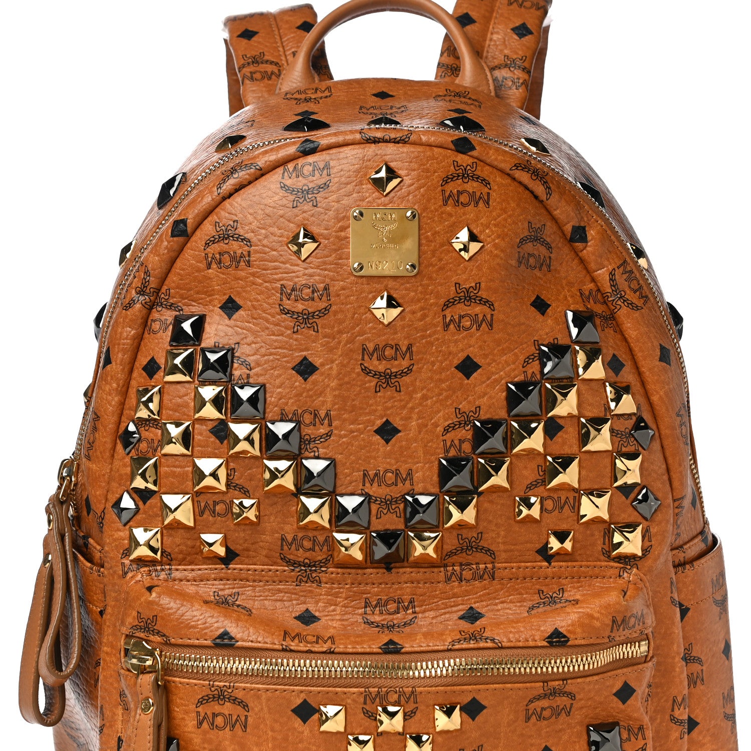 MCM Visetos Studded Medium Stark M Backpack Cognac 8 of 16