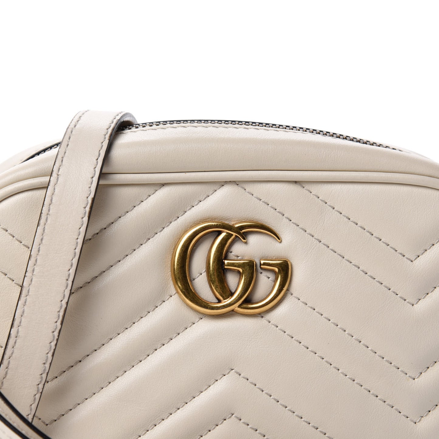 Calfskin Matelasse Mini GG Marmont Chain Shoulder Bag White