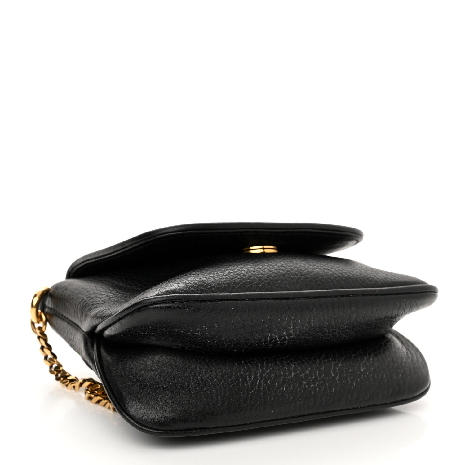 Gucci Pebbled Calfskin Small 1973 Chain Shoulder Bag Black 4 of 13