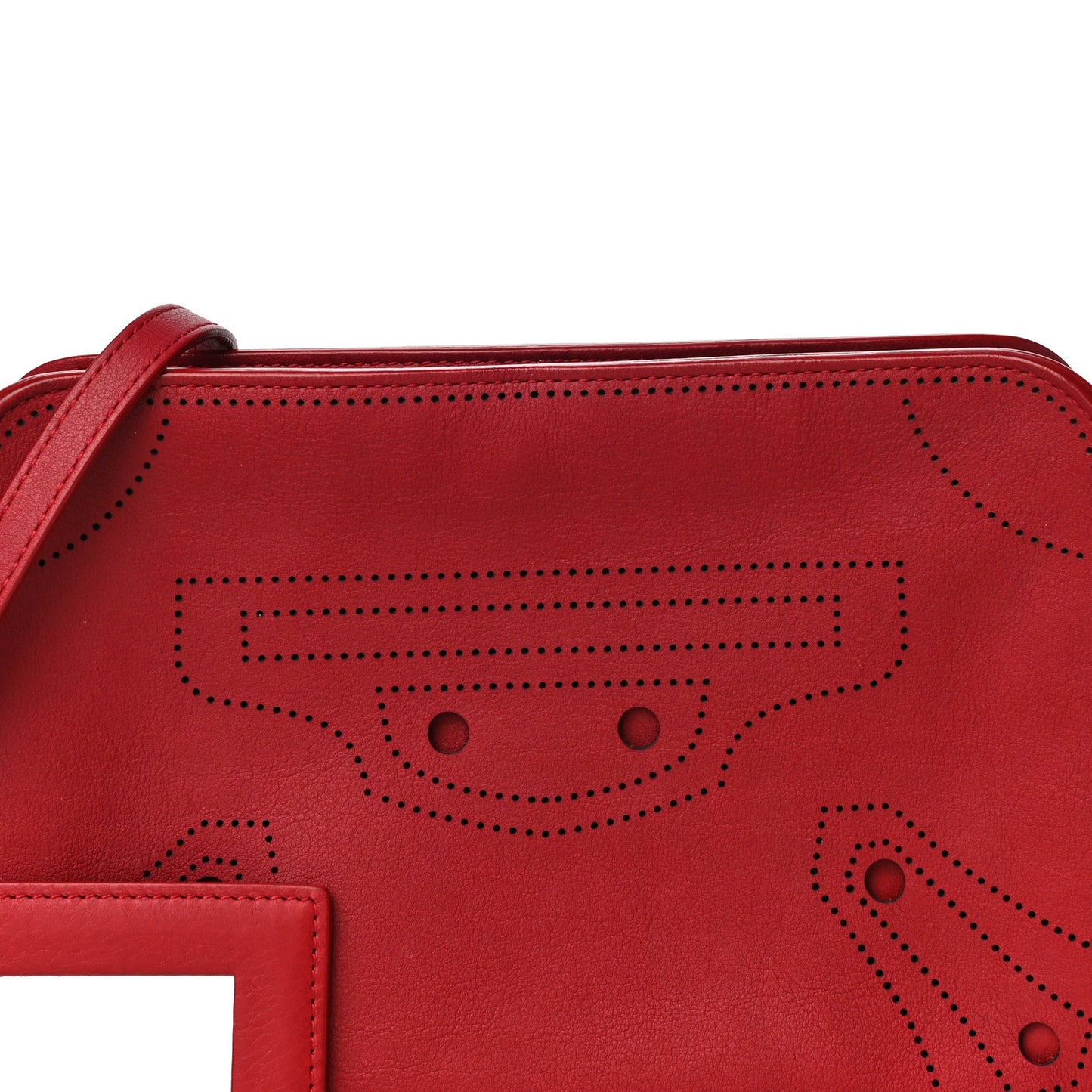 Veau Soyeux Perforated Blackout Hardware Reporter Rouge Groseille