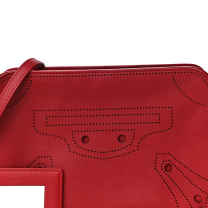 Balenciaga Veau Soyeux Perforated Blackout Hardware Reporter Rouge Groseille 8 of 17