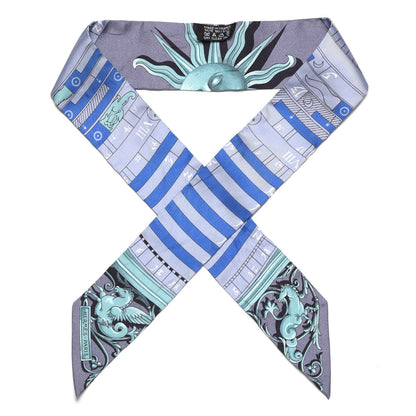 Hermes Silk Astrologie Twilly Gris Acier Bleu Veronese 1 of 5