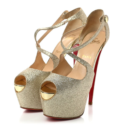 Christian Louboutin Kid Glitter Exagona 160 Pumps 39.5 Gold 3 of 9