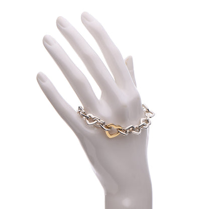 Tiffany Sterling Silver 18K Yellow Gold Heart Links Bracelet 2 of 5