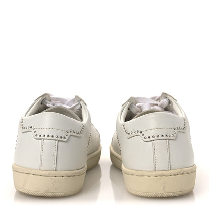 Saint Laurent Calfskin Studded SL/08 Low Top Sneakers 37.5 White 6 of 14