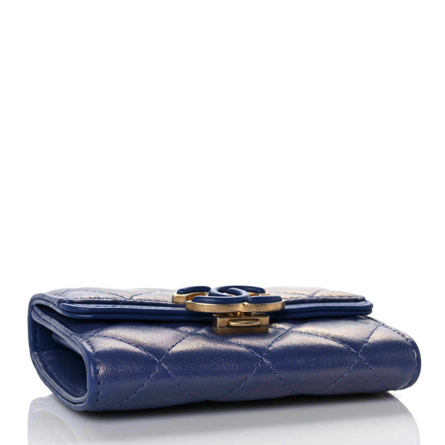 Chanel Metallic Calfskin Quilted CC Chic Flap Card Holder Blue 4 of 12