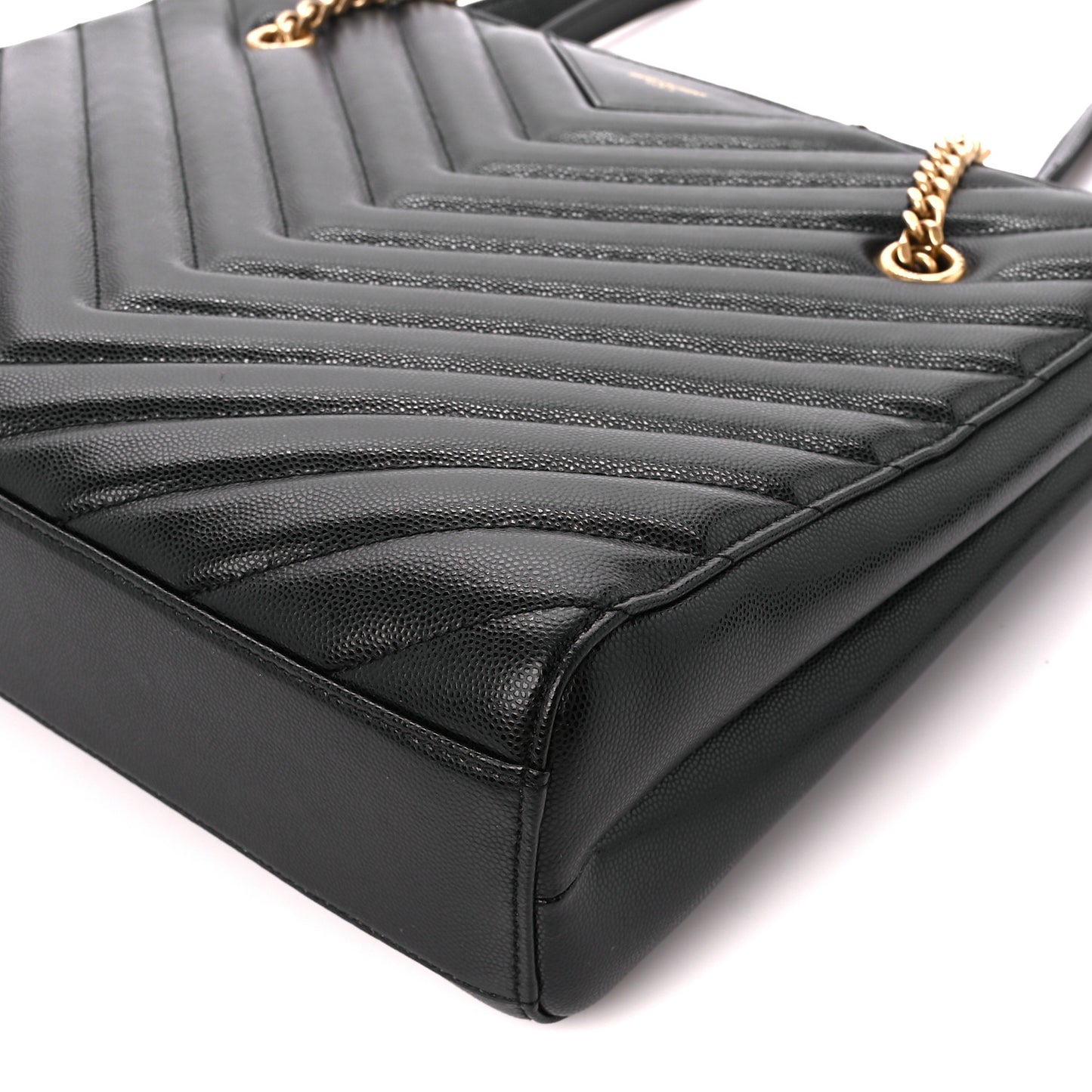 Grain de Poudre Matelasse Chevron Medium Tribeca Shopping Bag Black
