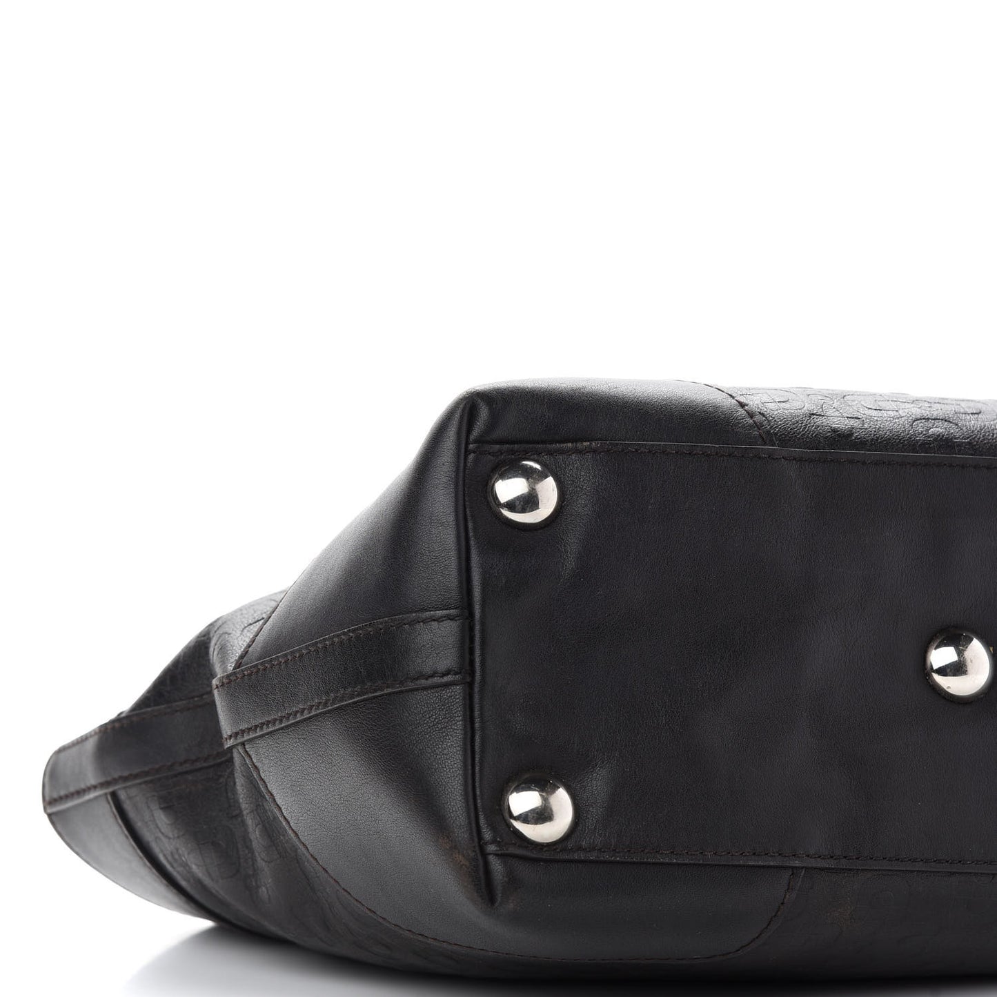 Calfskin Horsebit Embossed Tote Dark Brown