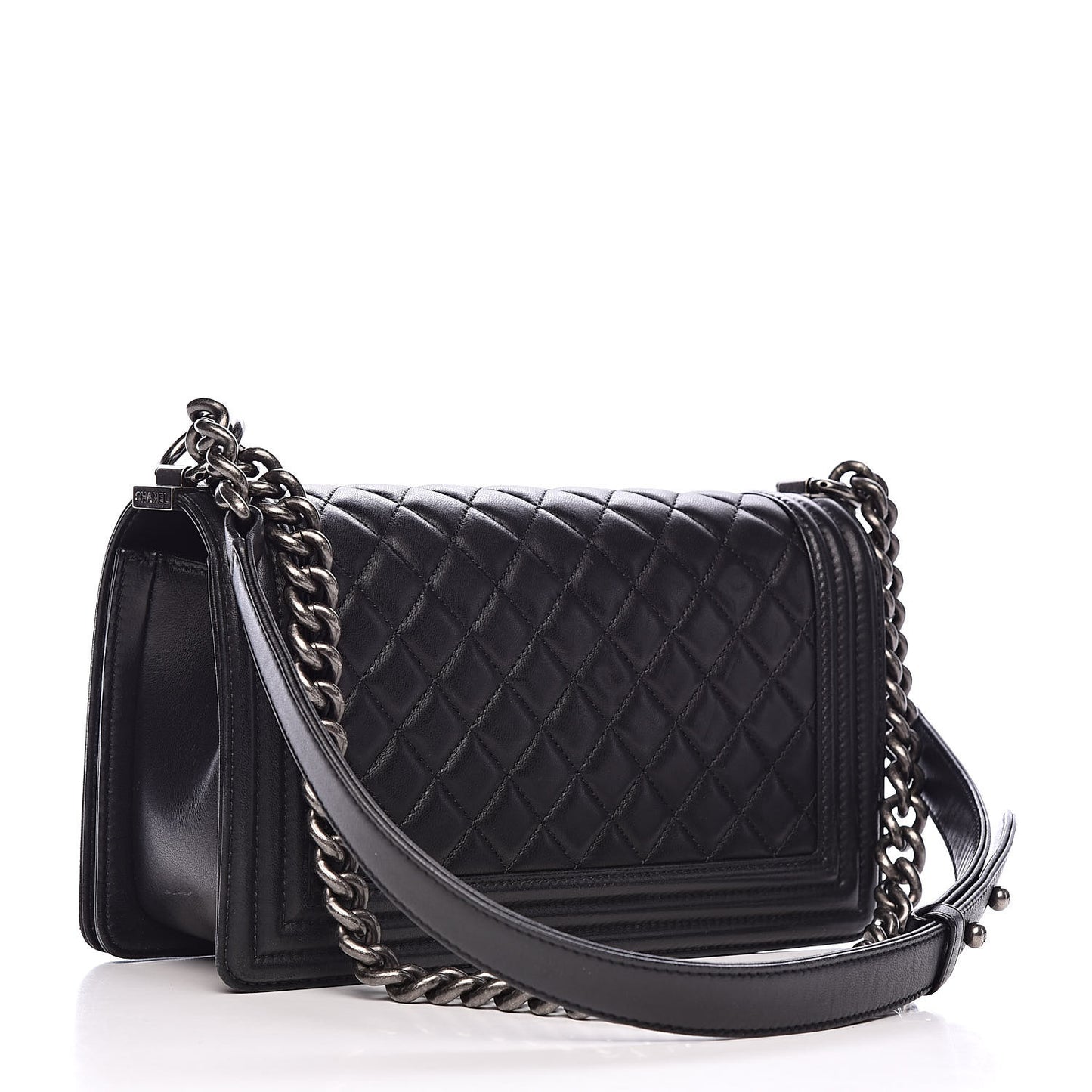 Lambskin Quilted Medium Boy Flap Black