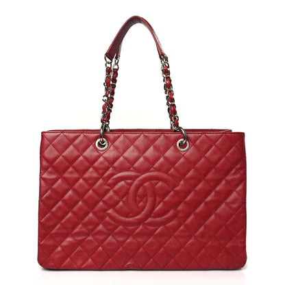 Chanel Caviar Quilted XL Grand Shopping Tote GST Red 1 of 14