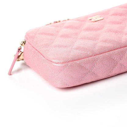 Chanel Iridescent Caviar Quilted Small Clutch With Chain Pink 5 of 13