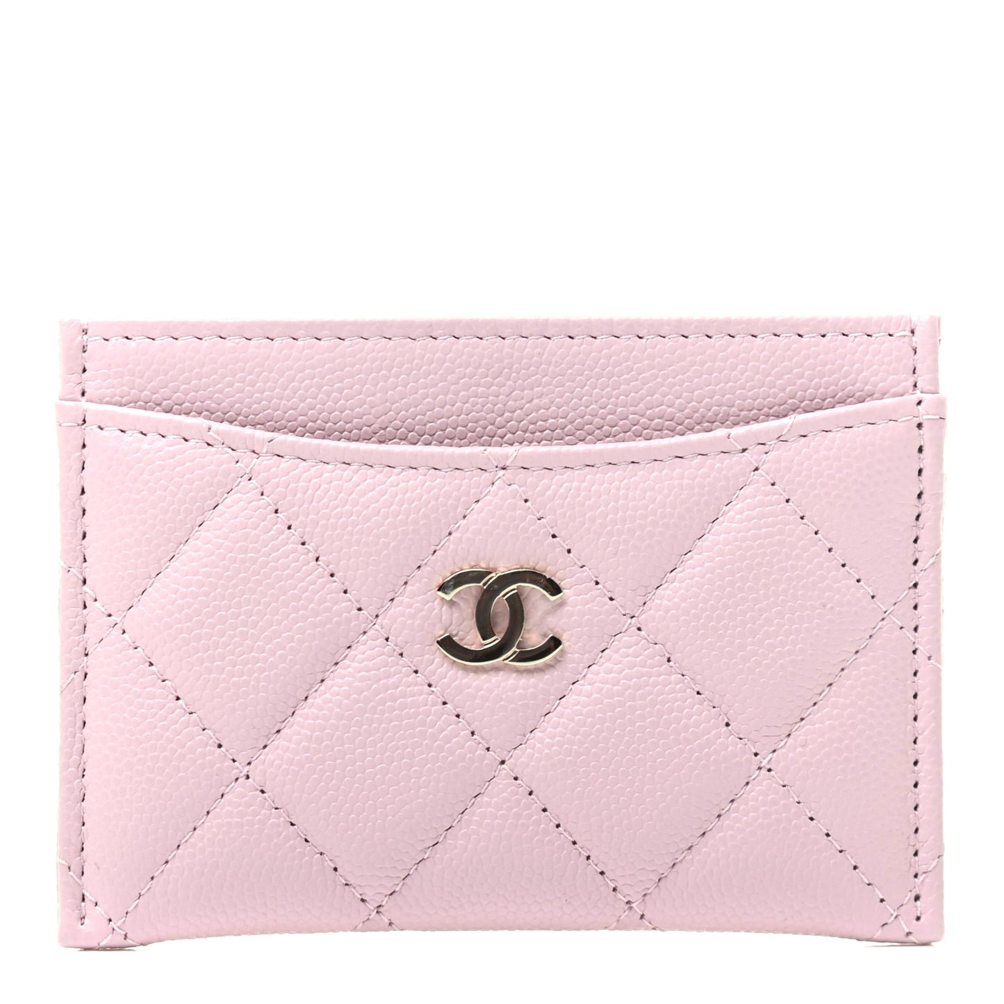 Caviar Quilted Card Holder Light Pink