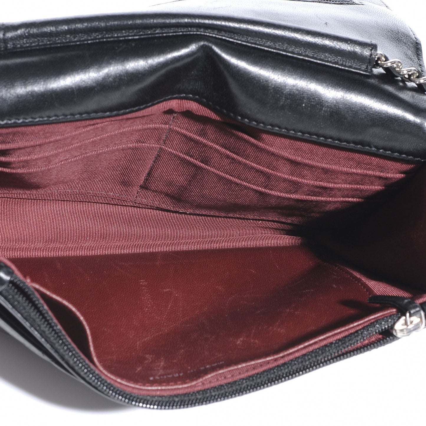 Lambskin Quilted Wallet On Chain WOC Black