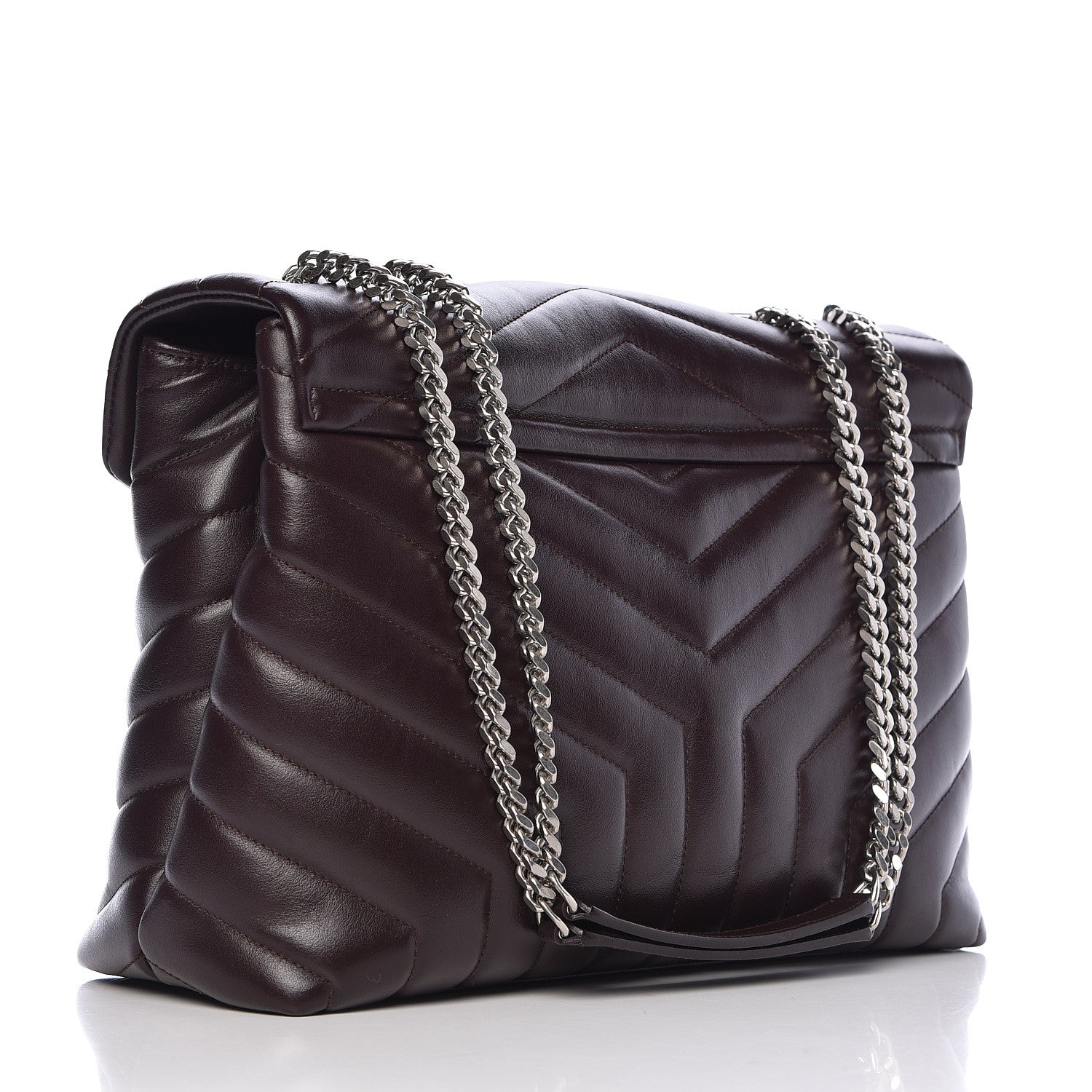 Saint Laurent Calfskin Y Quilted Monogram Medium Loulou Chain Satchel Amaranto 3 of 12