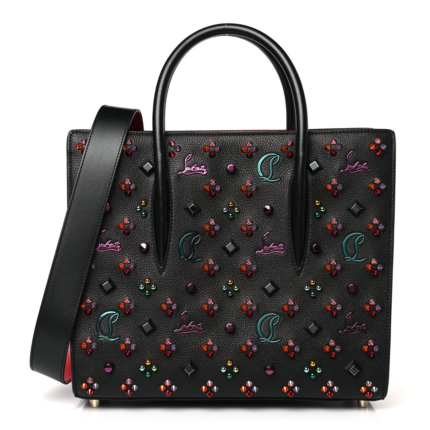 Calfskin Spikes Loubinthesky Medium Paloma Black Muticolor