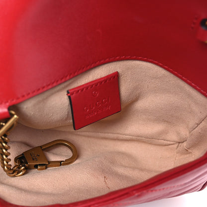 Gucci Calfskin Matelasse Super Mini GG Marmont Shoulder Bag Hibiscus Red 4 of 9