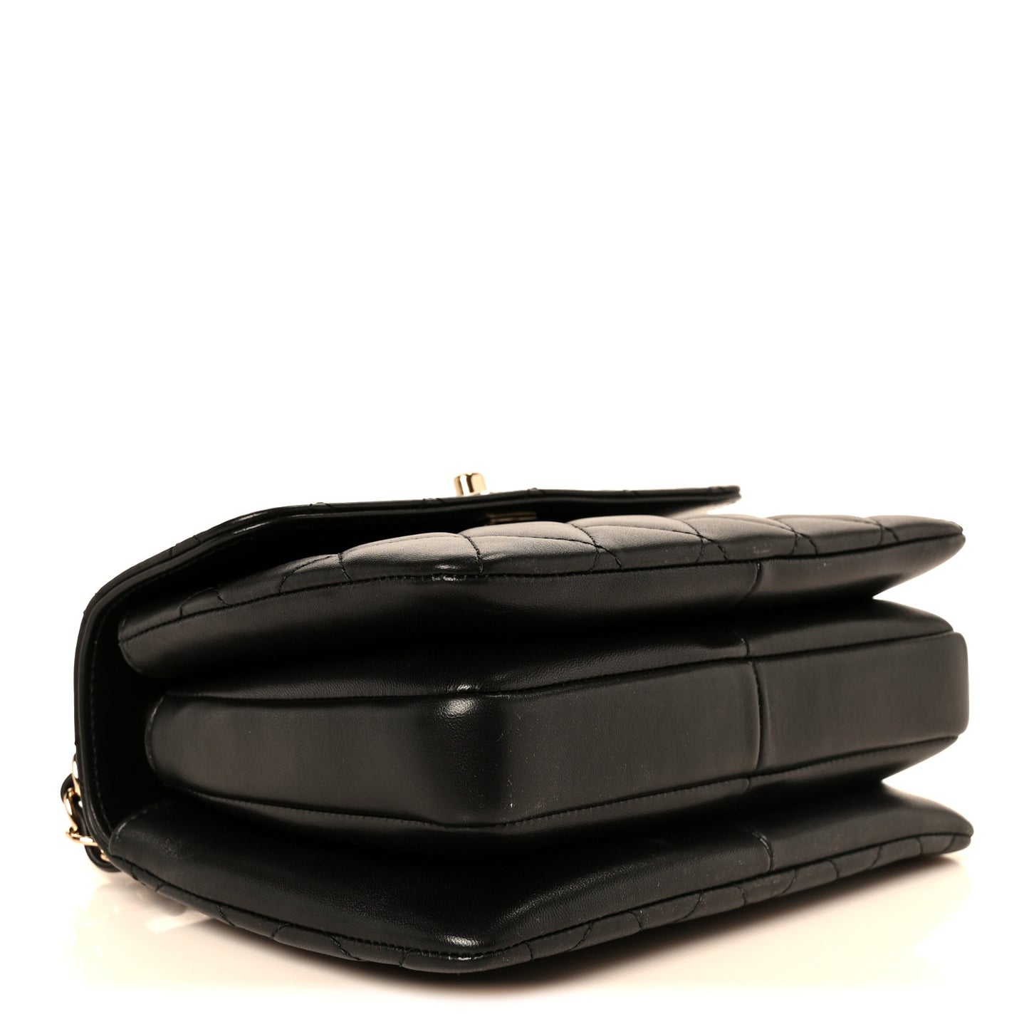 Lambskin Quilted Mini Trendy CC Dual Handle Flap Bag Black