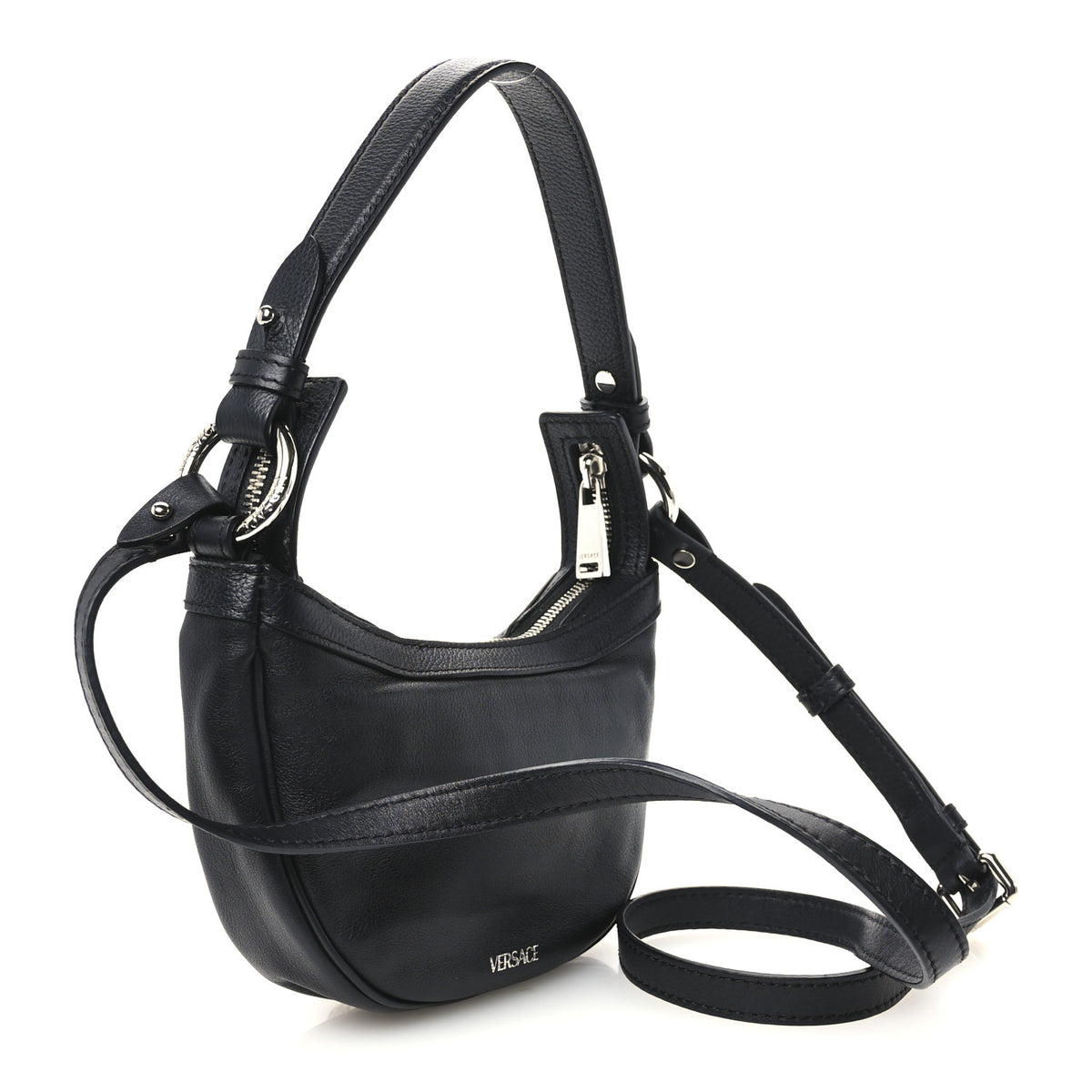 Calfskin Mini Repeat Zip Hobo Black