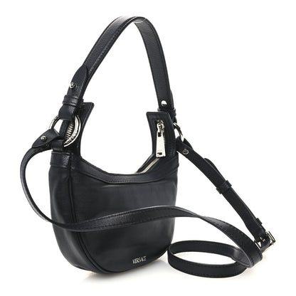 Versace Calfskin Mini Repeat Zip Hobo Black 3 of 10