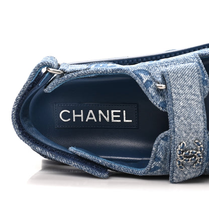 Chanel Denim CC Velcro Dad Chain CC Slide Sandals 38 Blue 7 of 10