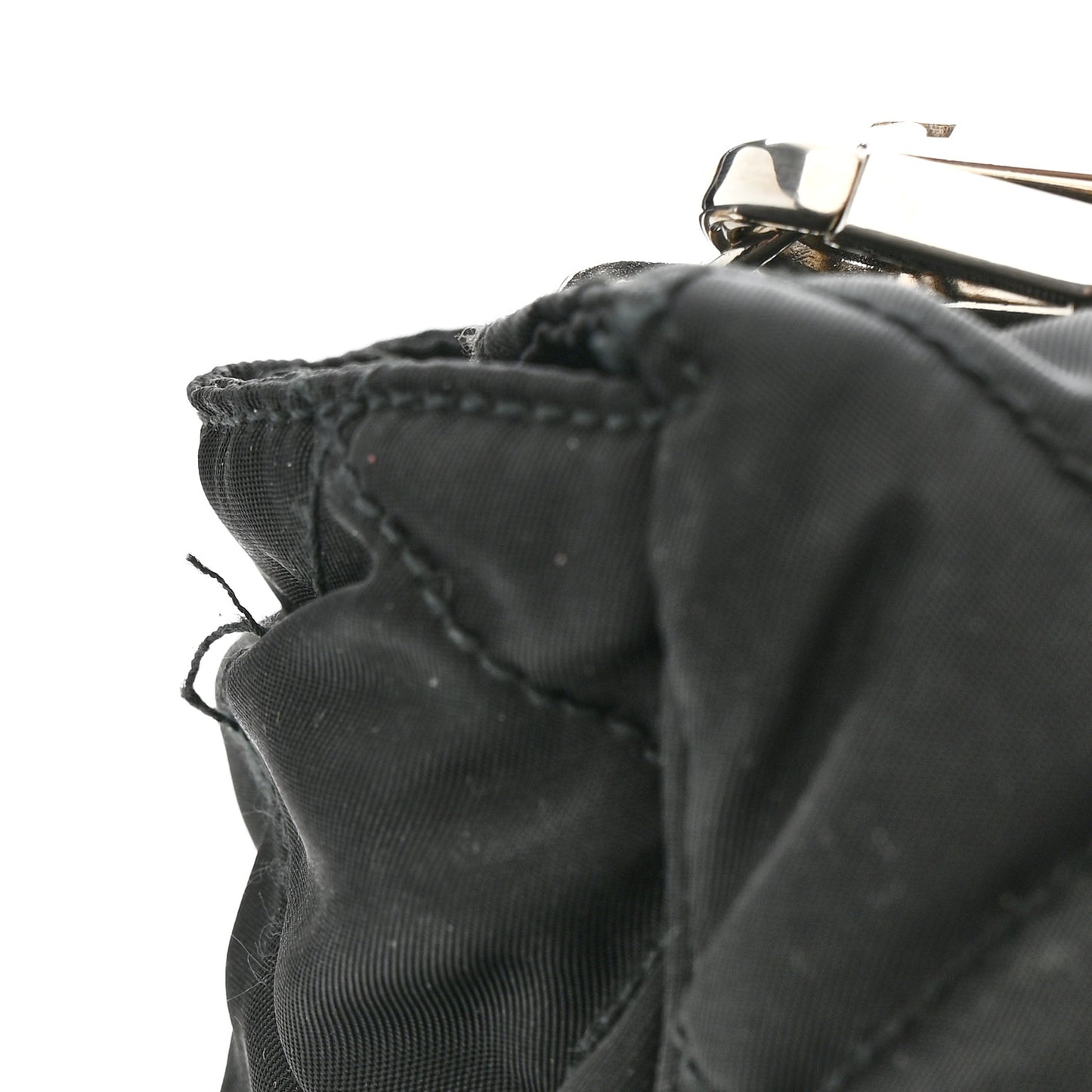 Nylon Tessuto Quilted Chain Shoulder Bag Black