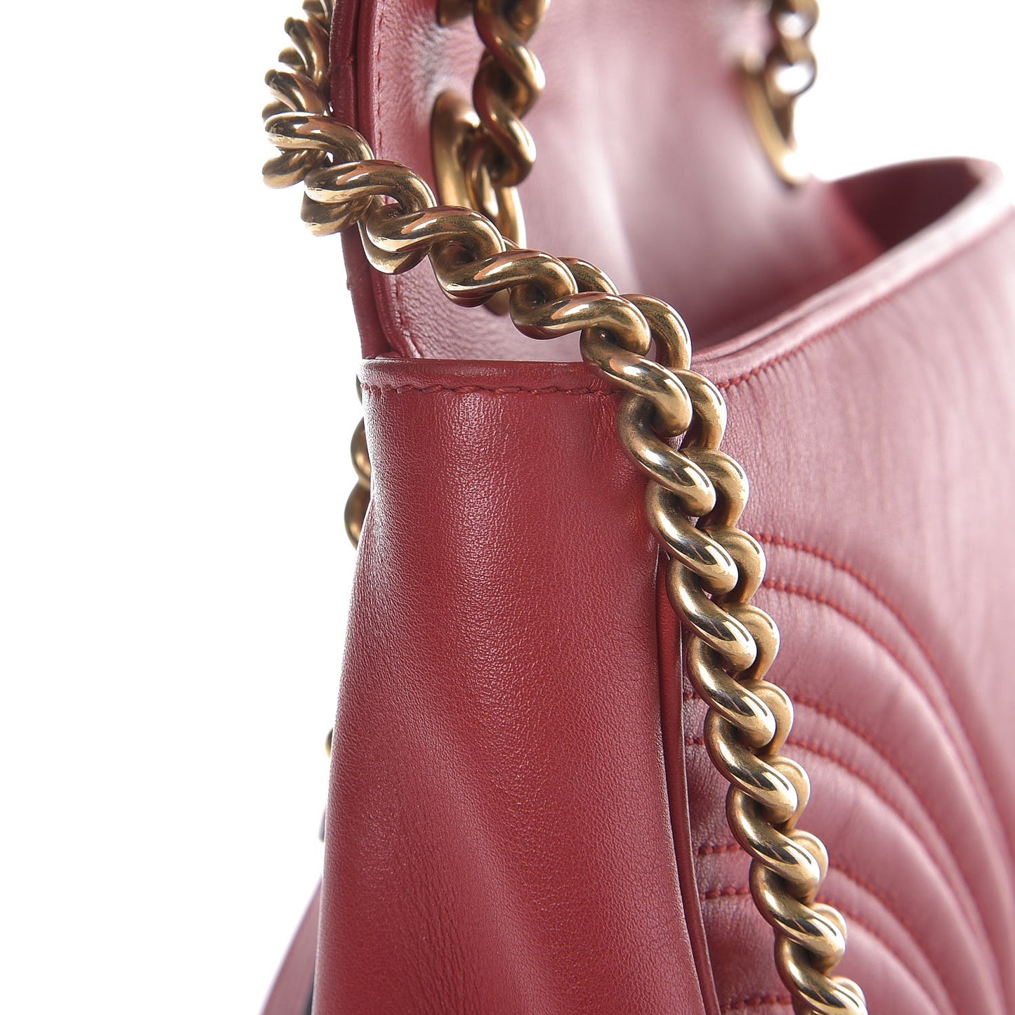 Calfskin Matelasse Small GG Marmont Shoulder Bag Hibiscus Red
