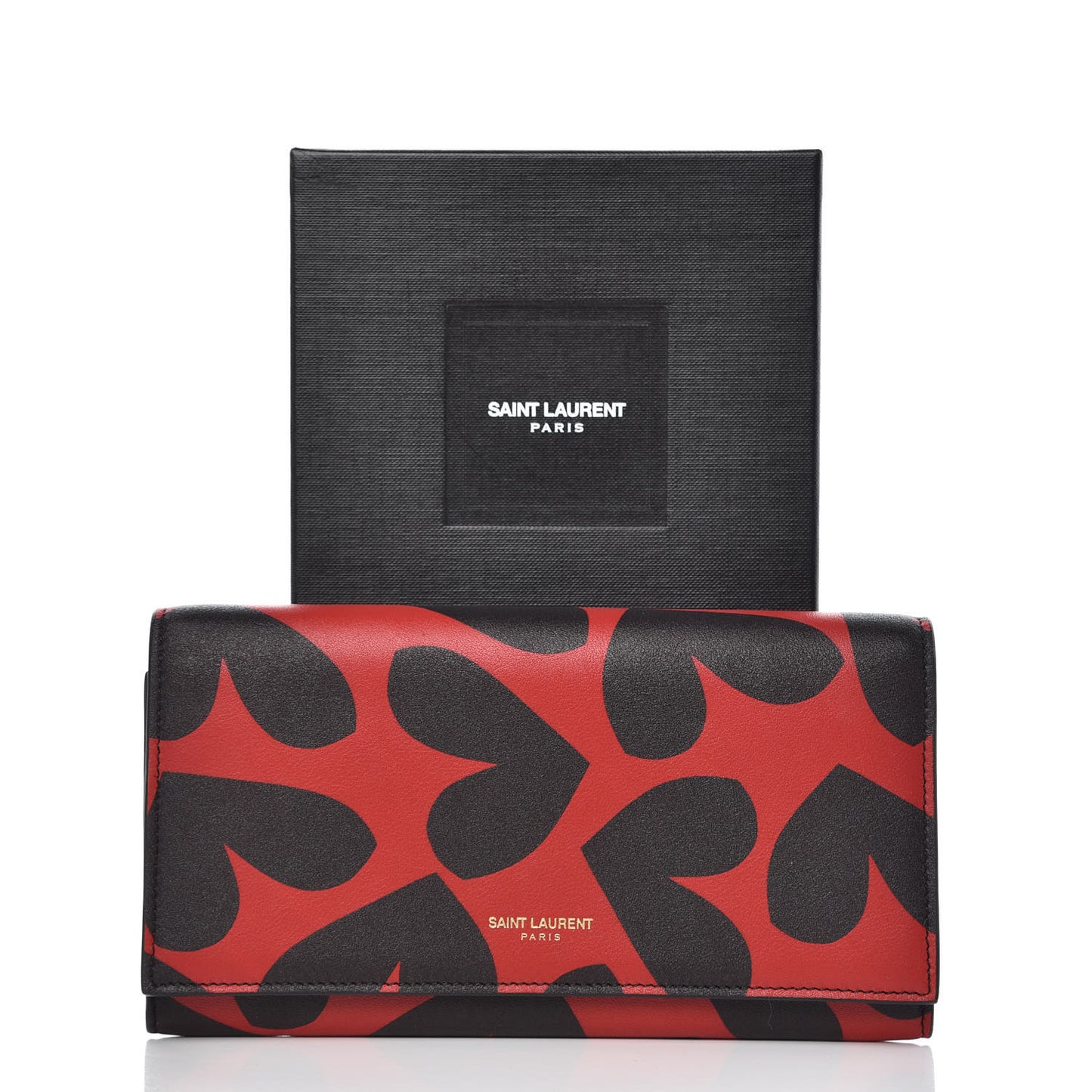 Nappa Big Hearts Large Marquage Flap Wallet Black Red