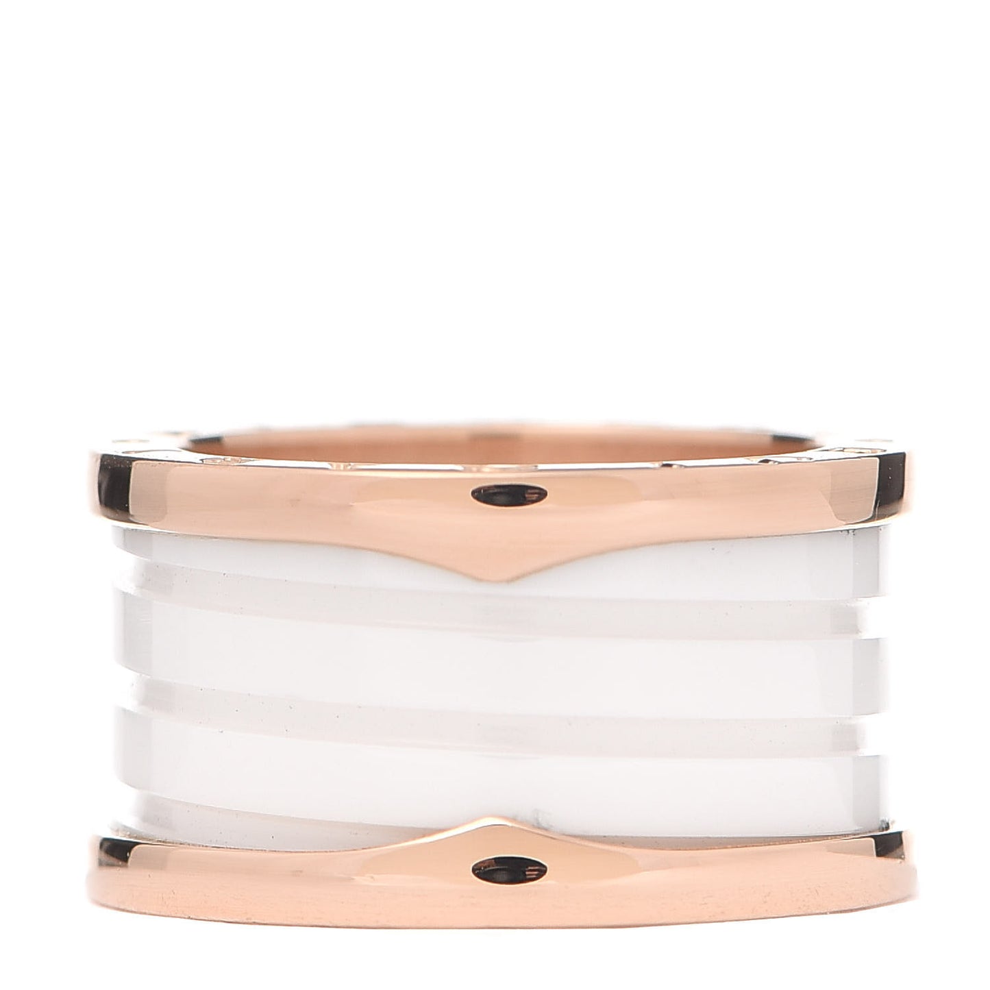 18K Rose Gold White Ceramic B.Zero1 Four-Band Ring 54 6.75