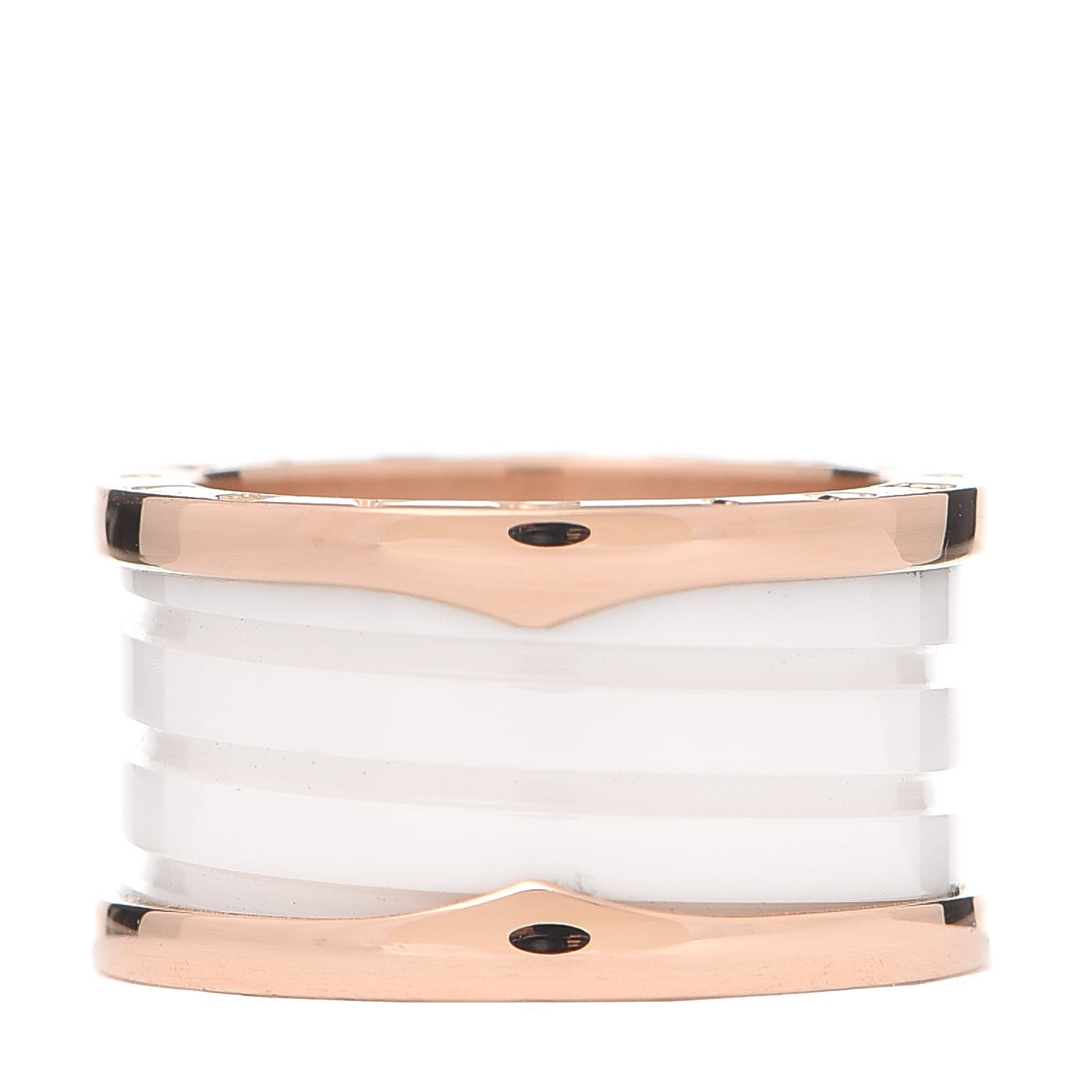 Bulgari 18K Rose Gold White Ceramic B.Zero1 Four-Band Ring 54 6.75 3 of 5