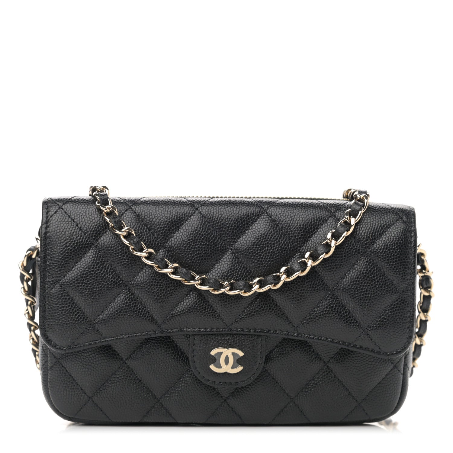 Chanel Caviar Quilted Flap Phone Holder With Chain Black 1 of 13