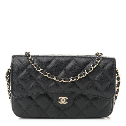 Chanel Caviar Quilted Flap Phone Holder With Chain Black 1 of 13