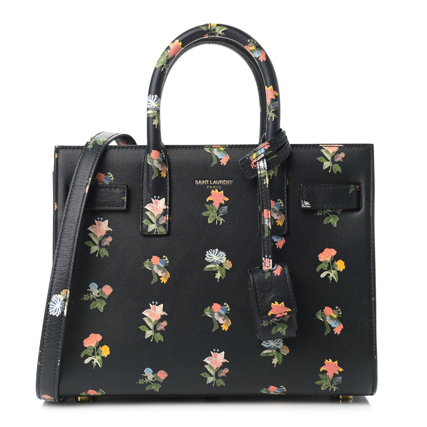 Calfskin Prairie Printed Nano Sac De Jour Black