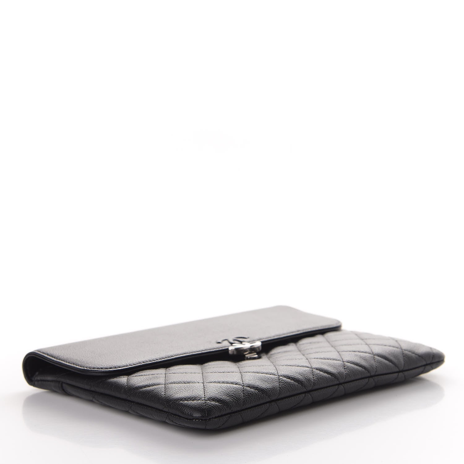 Chanel Grained Calfskin Quilted CC Box Pouch Black 4 of 12