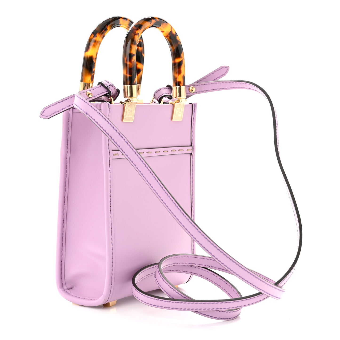 Vitello King Plexiglass Logo Embossed Mini Fendi Sunshine Shopper Tote Lavanda