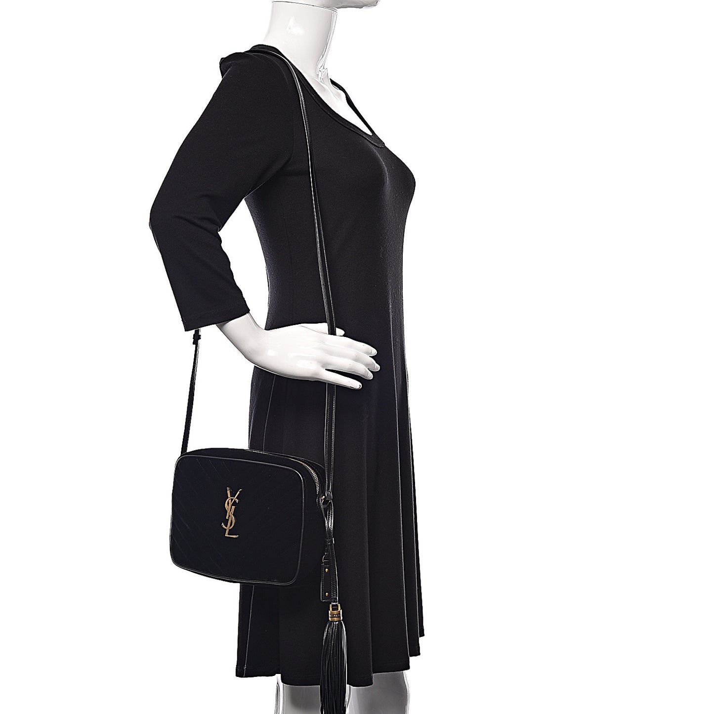 Velvet Matelasse Monogram Lou Camera Bag Black