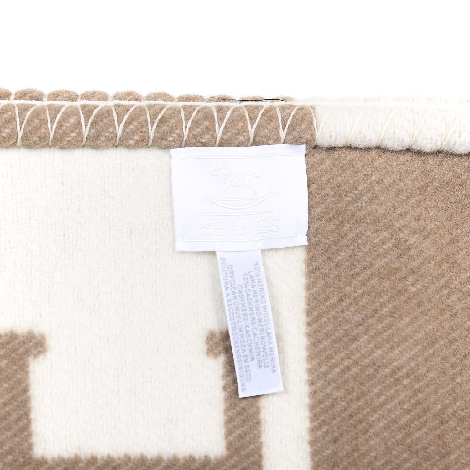 Hermes Wool Cashmere Avalon Baby Blanket Noisette Moyen White 3 of 3