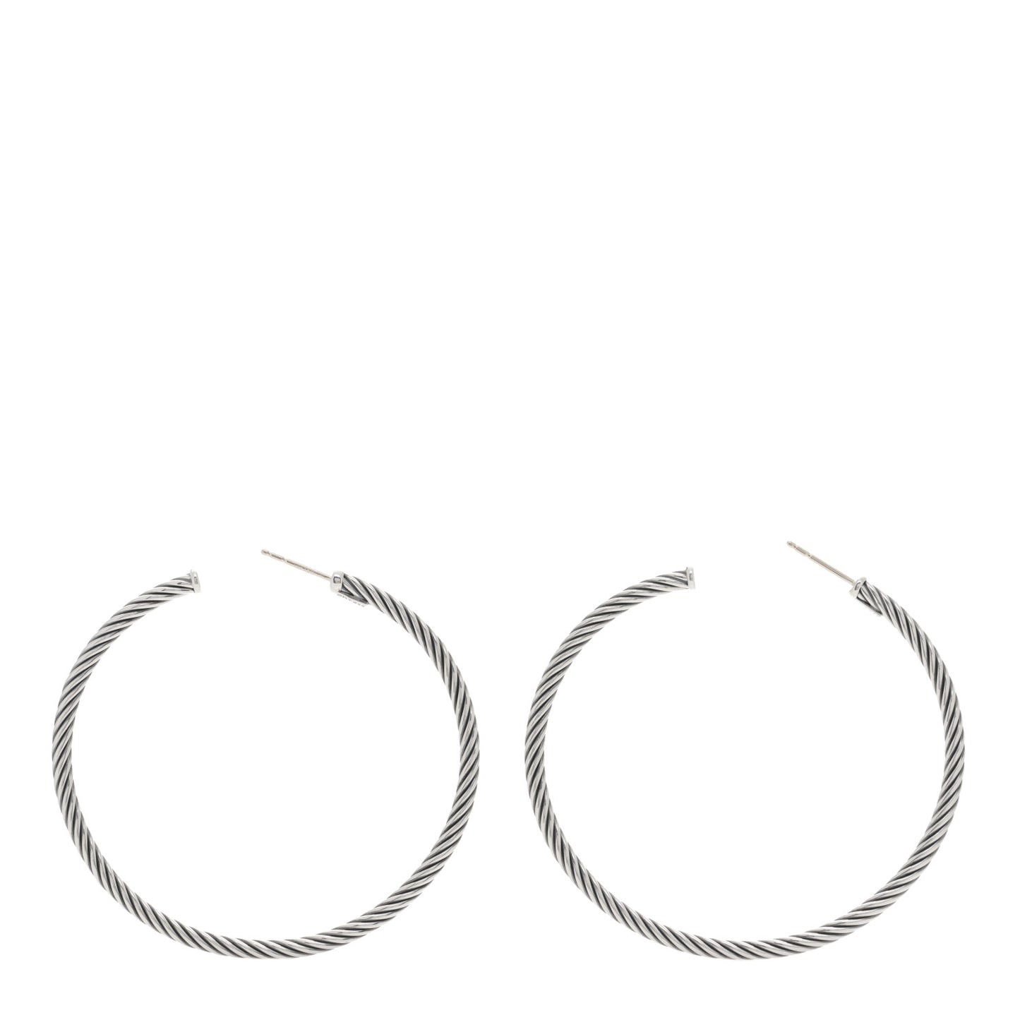 Sterling Silver Large Sculpted Cable Hoop Earrings