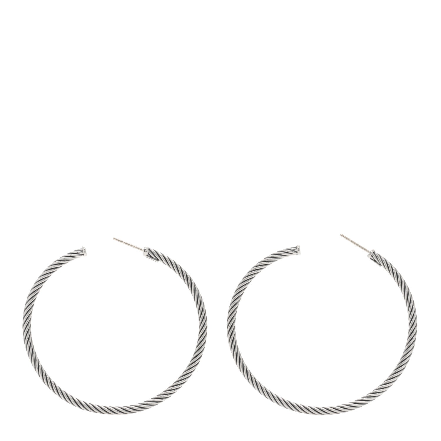 David Yurman Sterling Silver Large Sculpted Cable Hoop Earrings 3 of 4