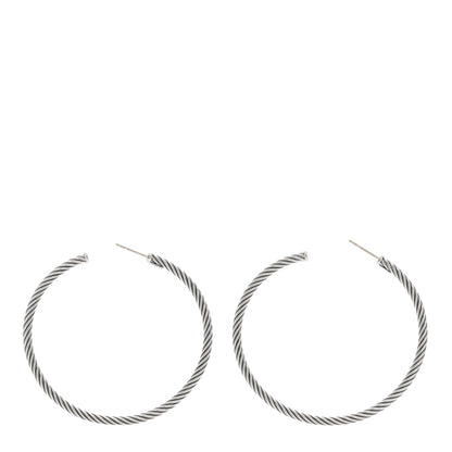 David Yurman Sterling Silver Large Sculpted Cable Hoop Earrings 3 of 4
