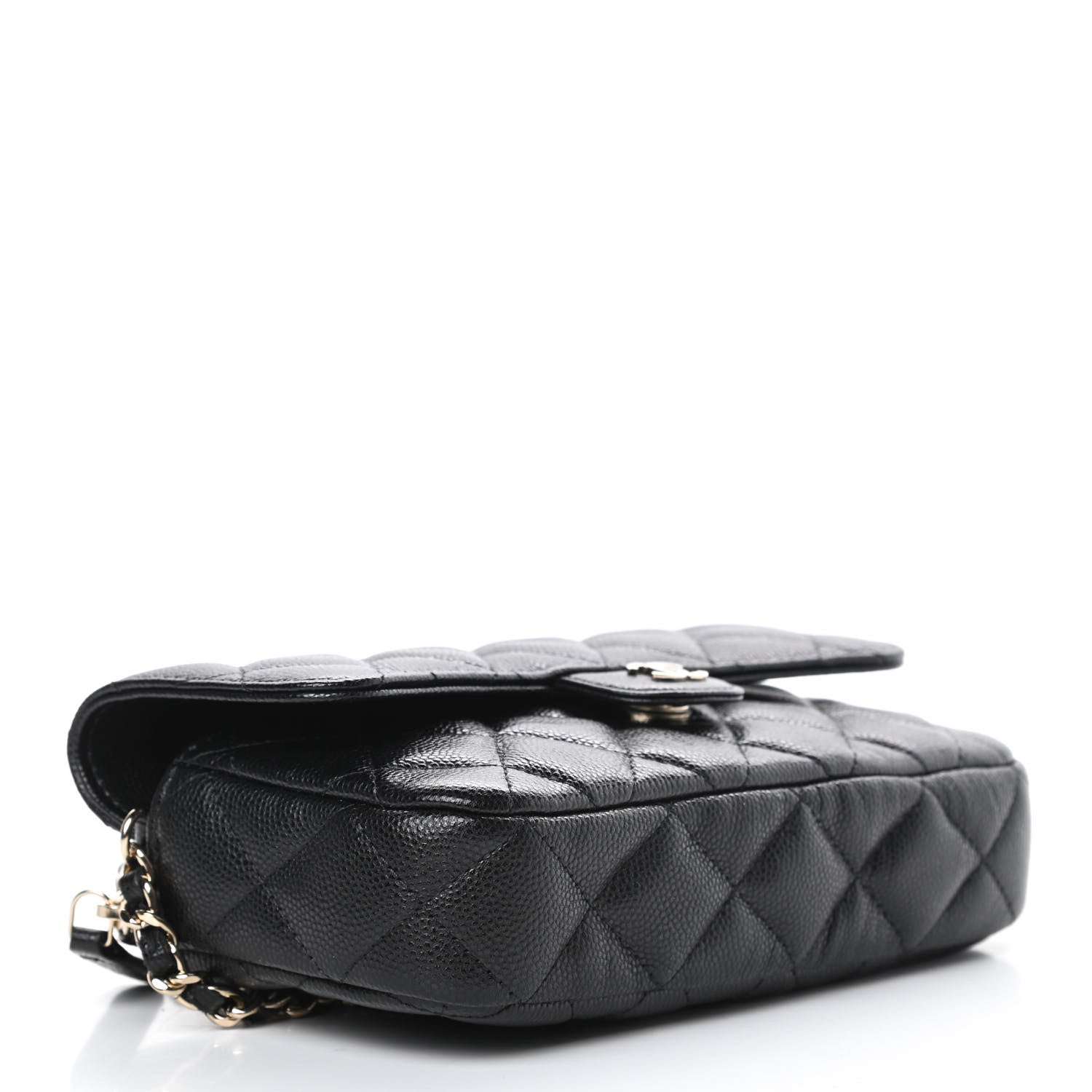 Chanel Caviar Quilted Flap Phone Holder With Chain Black 4 of 13