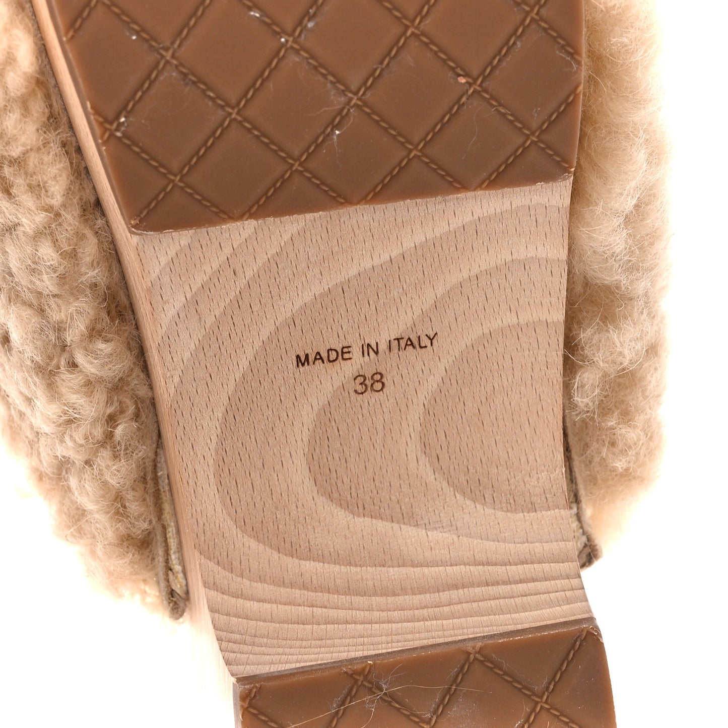 Shearling Lambskin Clogs 38 Beige