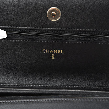 Chanel Tweed Quilted Wallet On Chain WOC Black Ecru White 5 of 11