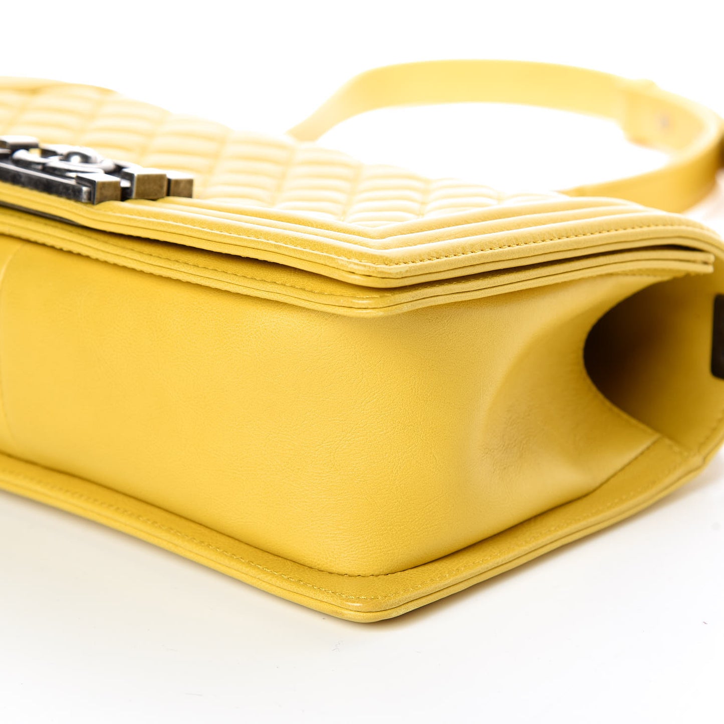 Calfskin Quilted Medium Boy Flap Yellow