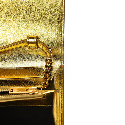 Saint Laurent Metallic Calfskin Monogram Chain Wallet Gold 8 of 22