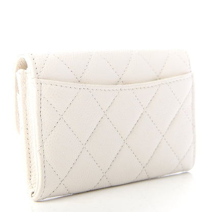 Chanel Caviar Quilted Flap Card Holder Wallet White 3 of 7