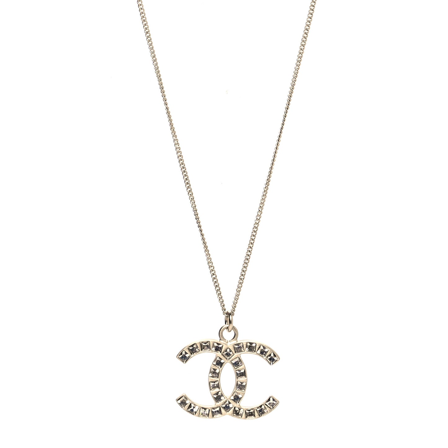 Crystal CC Pendant Necklace Gold