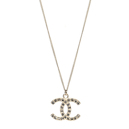 Chanel Crystal CC Pendant Necklace Gold 1 of 5