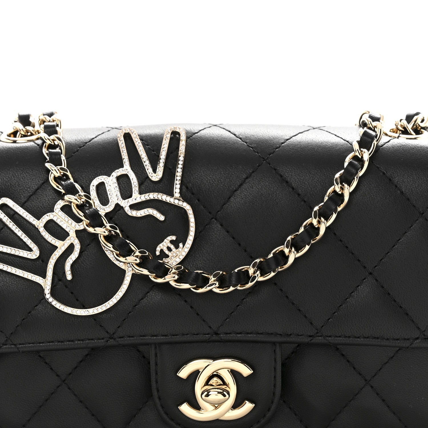 Chanel Lambskin Quilted Extra Mini V For Victory Flap Black 8 of 11
