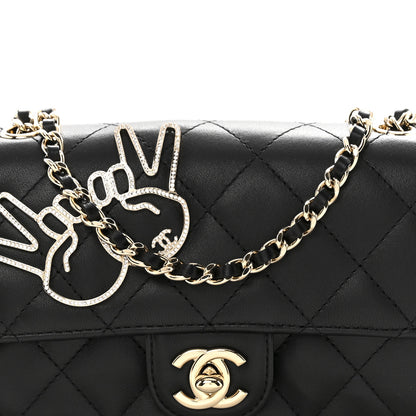 Chanel Lambskin Quilted Extra Mini V For Victory Flap Black 8 of 11
